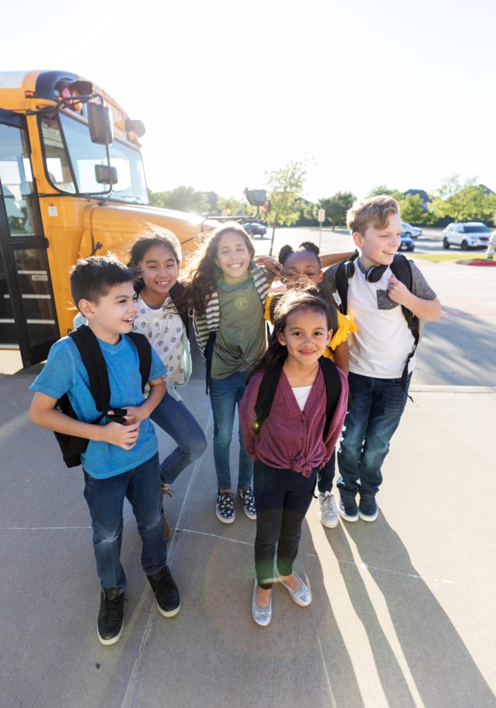 Group of students ready to go on a field trip